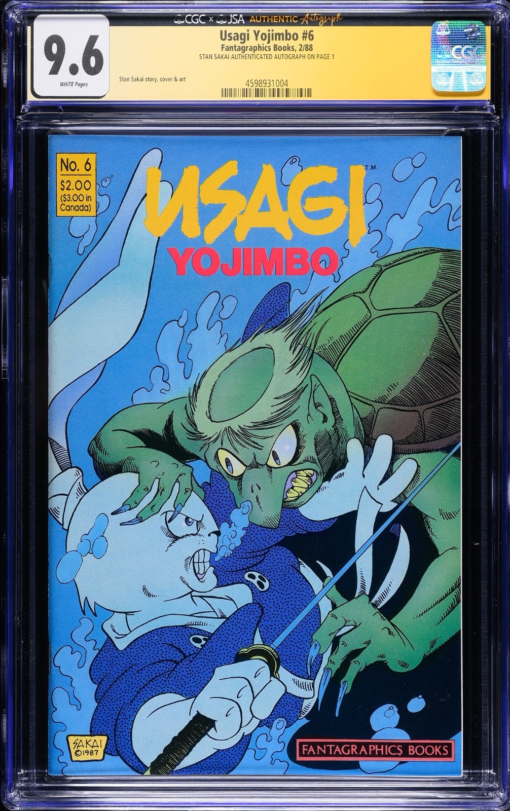 🔥Usagi Yojimbo CGC 9.6 🔥 #6 1988 Stan Sakai Signed Autographed Sketched