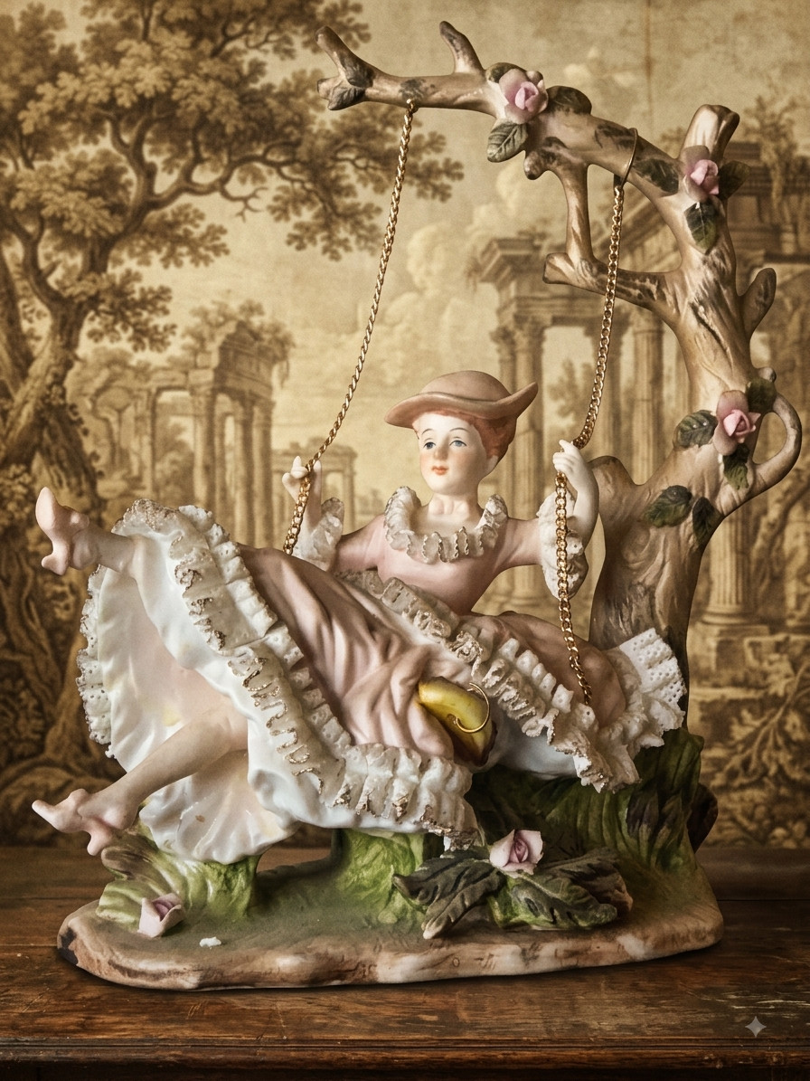 Lenwile Ardalt bisque porcelain girl on a swing Lenwile Ardalt bisque porcelain girl on a swing