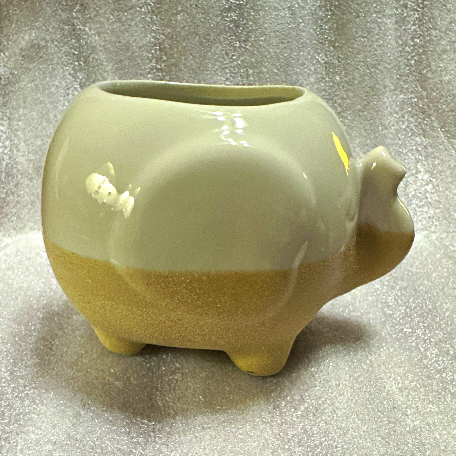 Ceramic Elephant Shaped Planter White Beige. Two available; price is each.