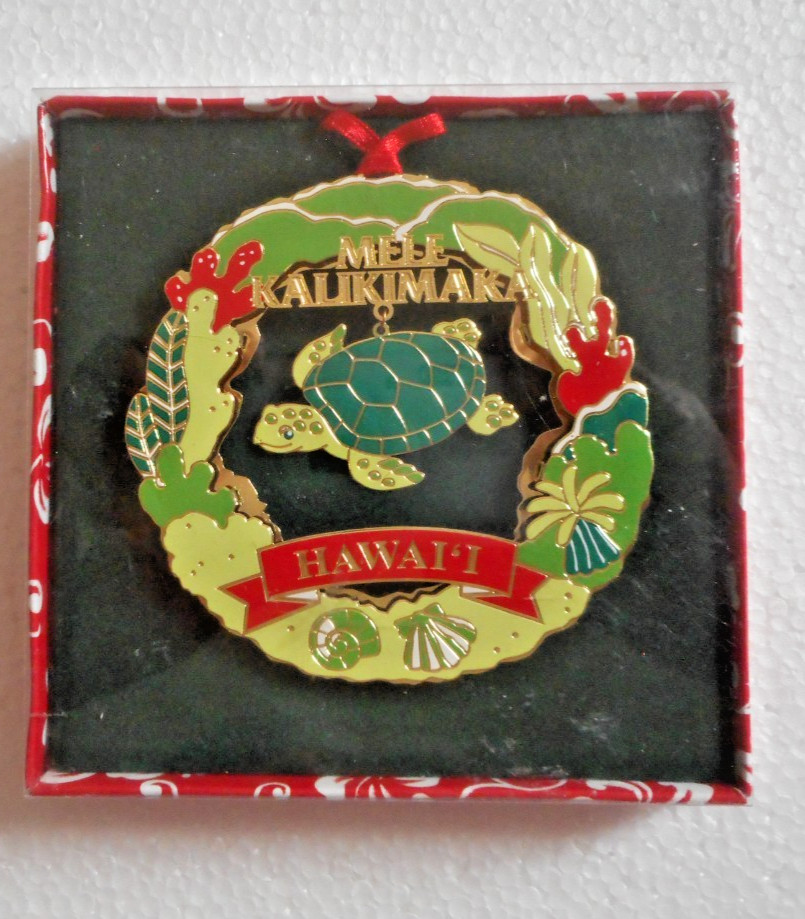Island Heritage Honu Die Cut Metal Ornament Things Hawaiian Mele Kalikimara