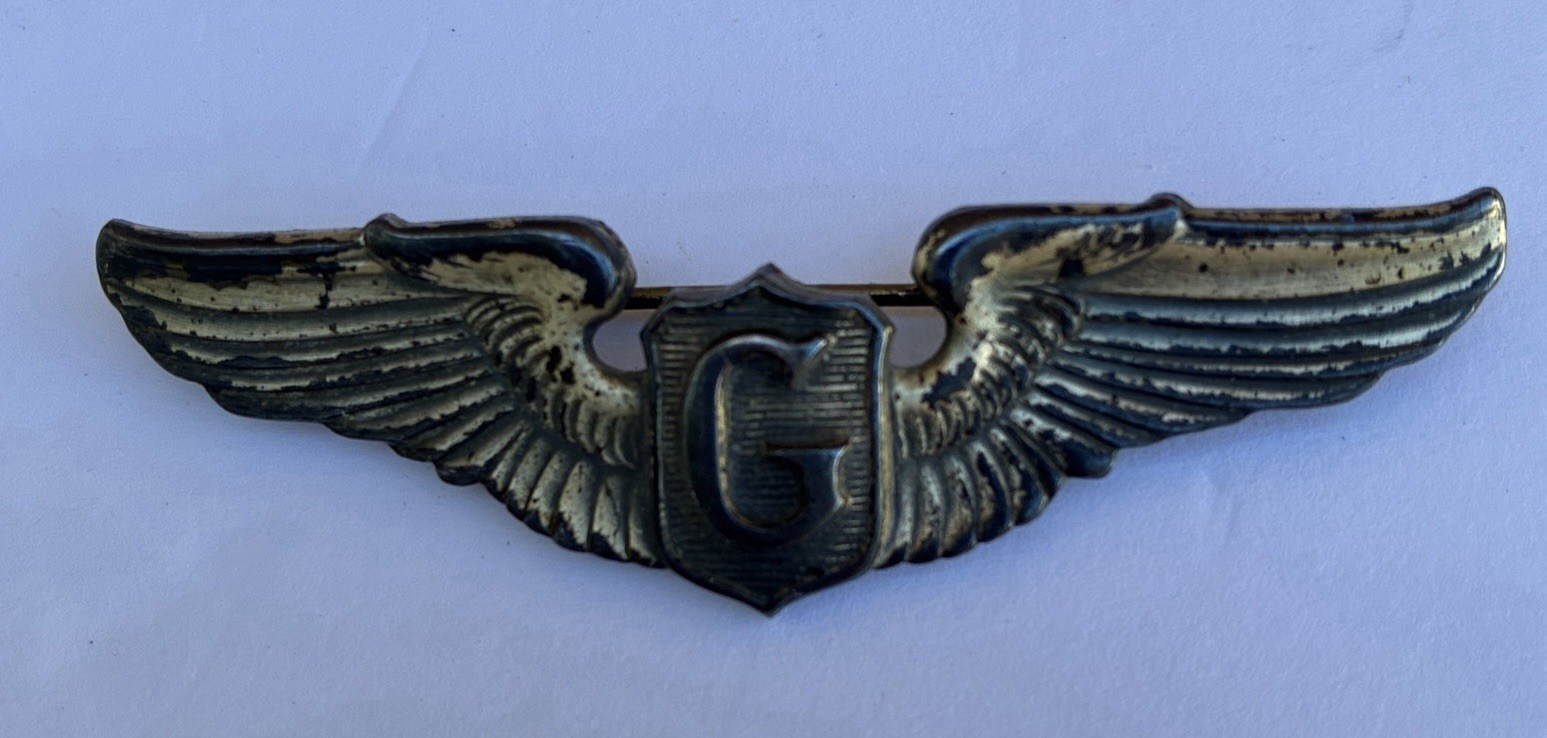 WW2 USA Army Air Force  Sterling Silver Glider Pilot Wings Badge Pin