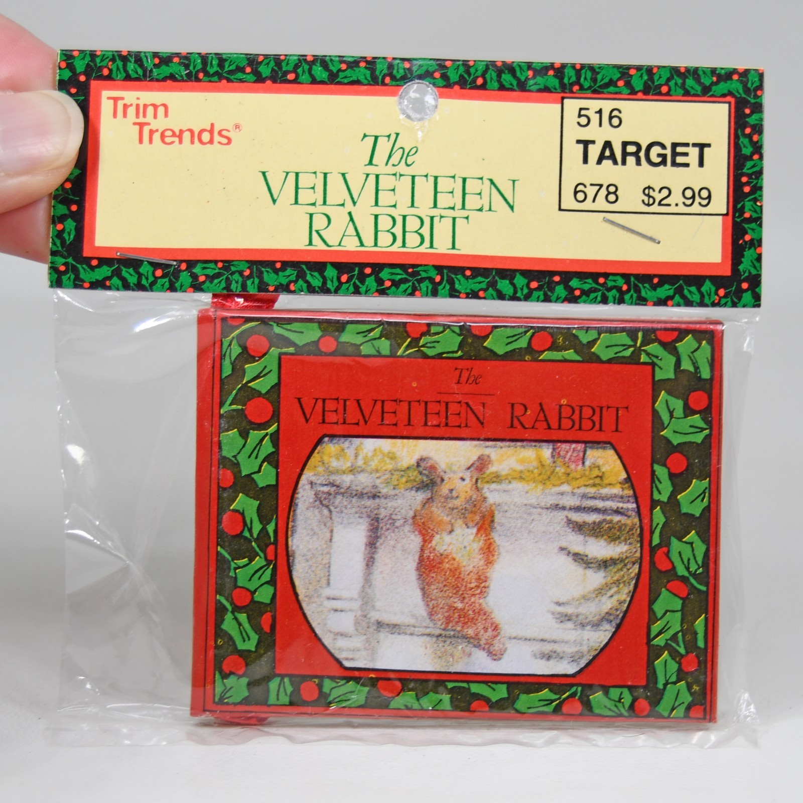 The Velveteen Rabbit Mini Book Christmas Ornament New in Package Vintage 1980s