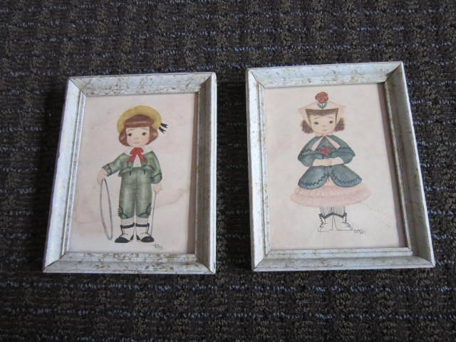 Vtg Reliance Industries Victorian Children High Button Shoes Girl Boy Framed Art