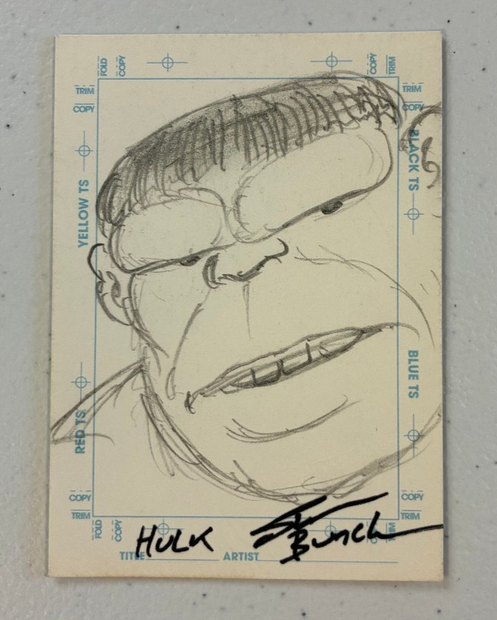 1998 SkyBox Marvel Creator\'s Collection Sketchagraph Hulk by Steve Bunche Sketch