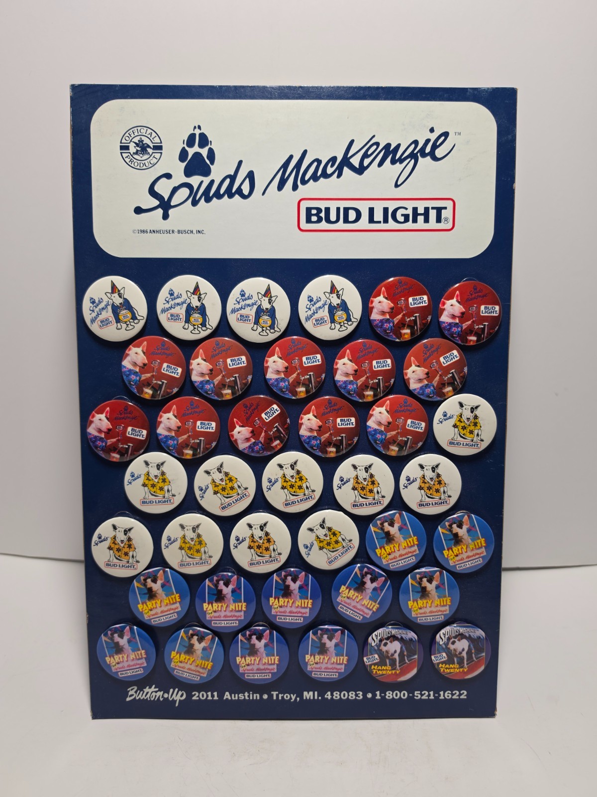 Vintage Lot of 39 Bud Light Spuds MacKenzie Advertising w/ Store Display 1986