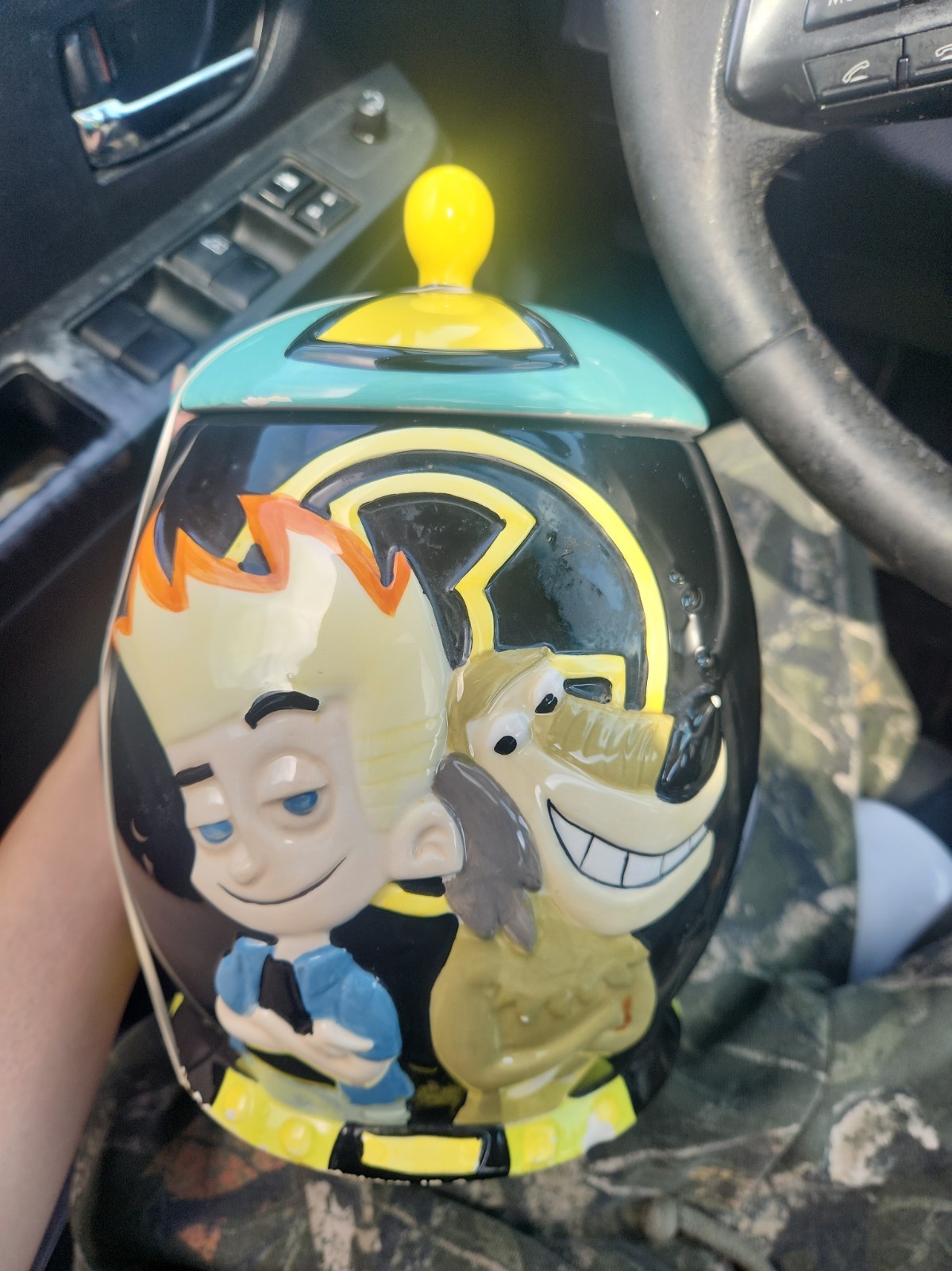 RARE Johnny Test Cookie Jar Ceramic Cartoon Network Promos 2000s  W/ Lid