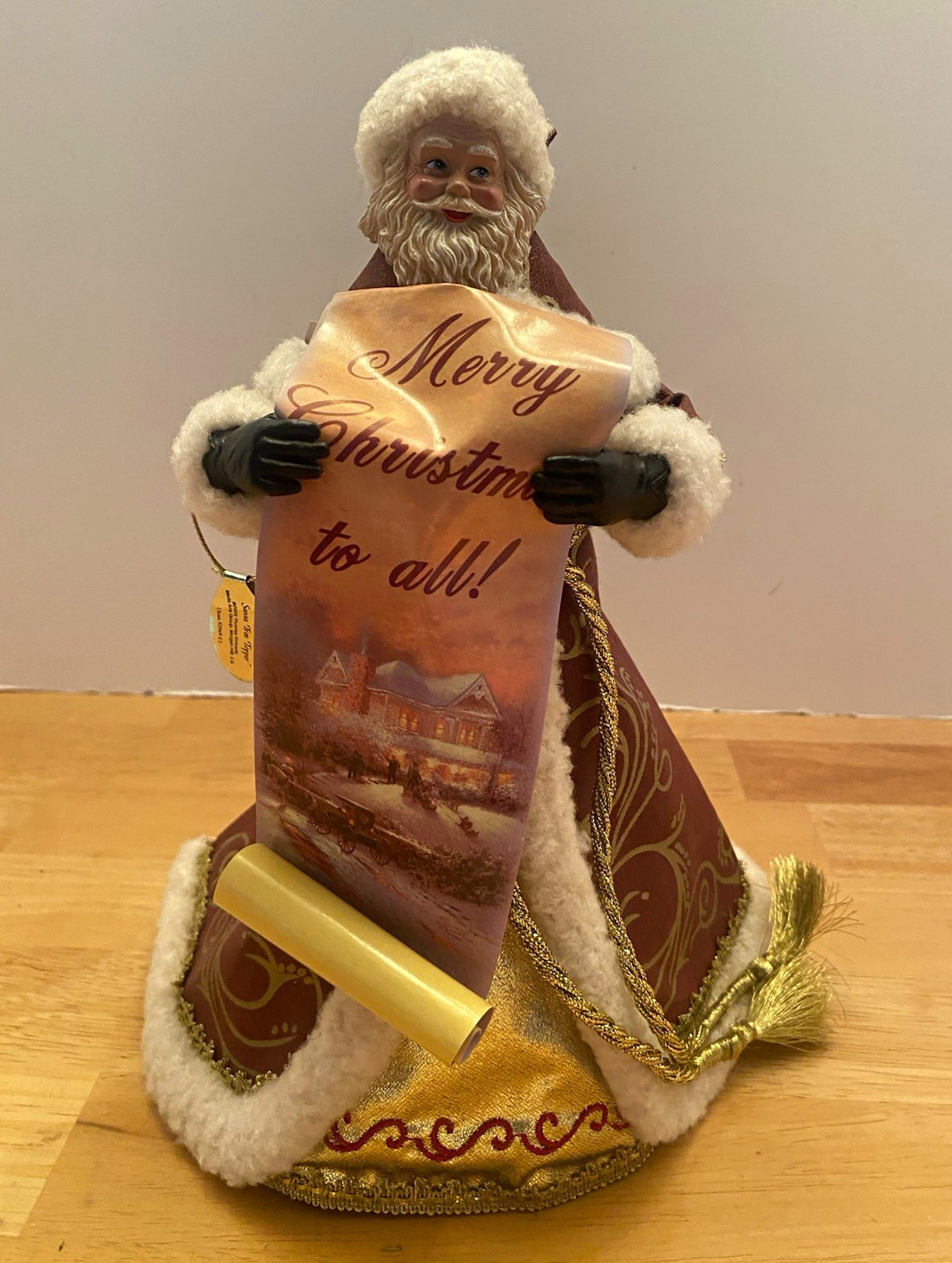 Ashton-Drake Galleries Thomas Kinkade Santa Tree Topper Burgundy Gold 2003