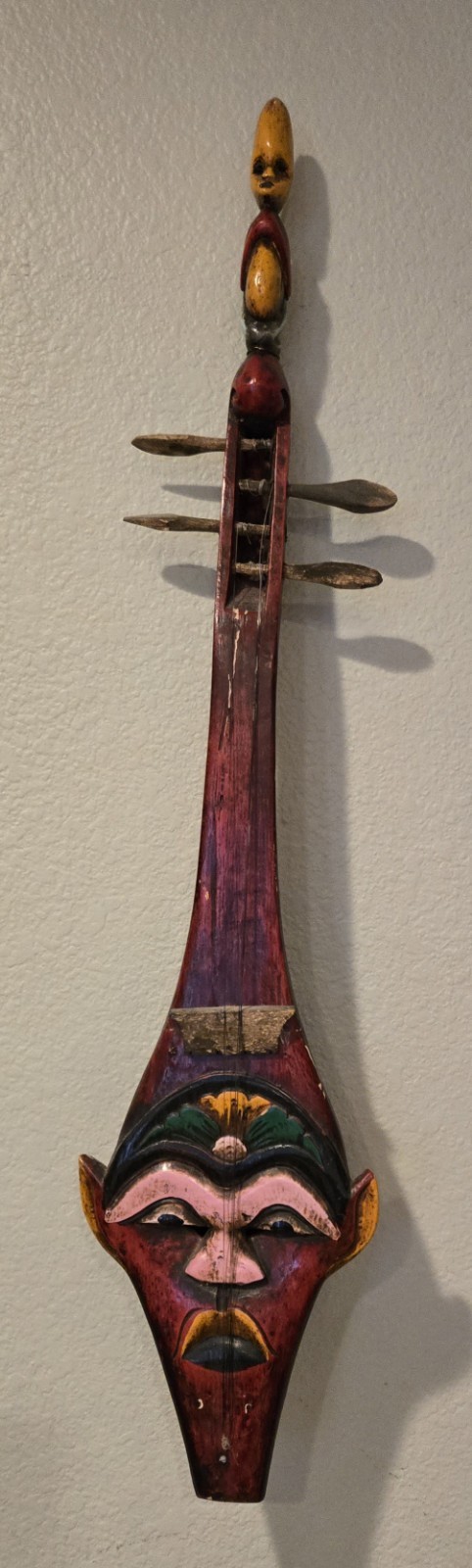 Antique Lute Hasapi Indonesian Instrument Toba Batak Hand Carved Wood Face Antique Lute Hasapi Indonesian Instrument Toba Batak Hand Carved Wood Face