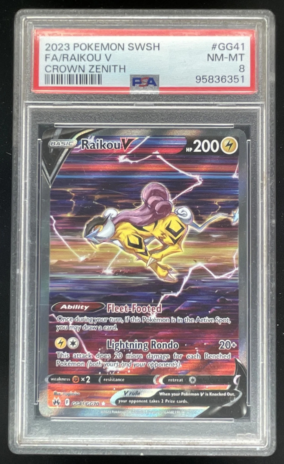 2023 Pokemon Sword & Shield Crown Zenith Galarian Gallery #GG41 Raikou V PSA 8