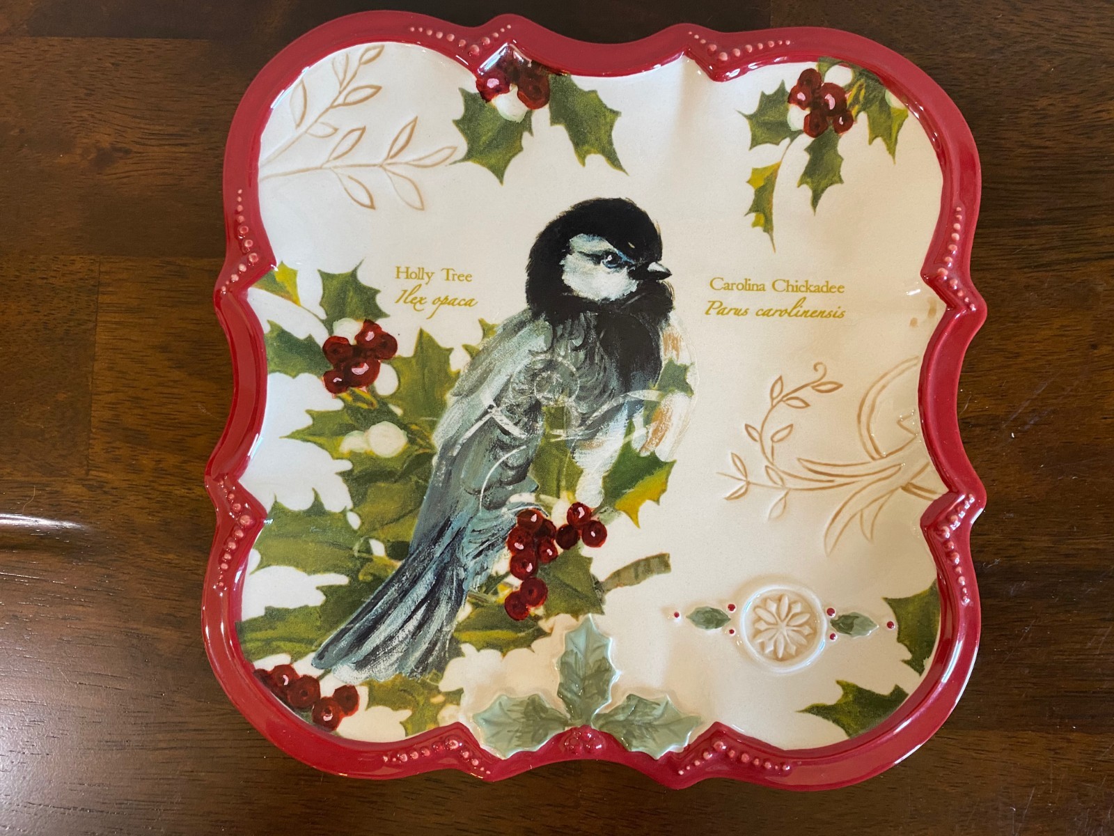 Grassland Roads Carolina Chickadee Christmas Holiday Serving Appetizer Plate