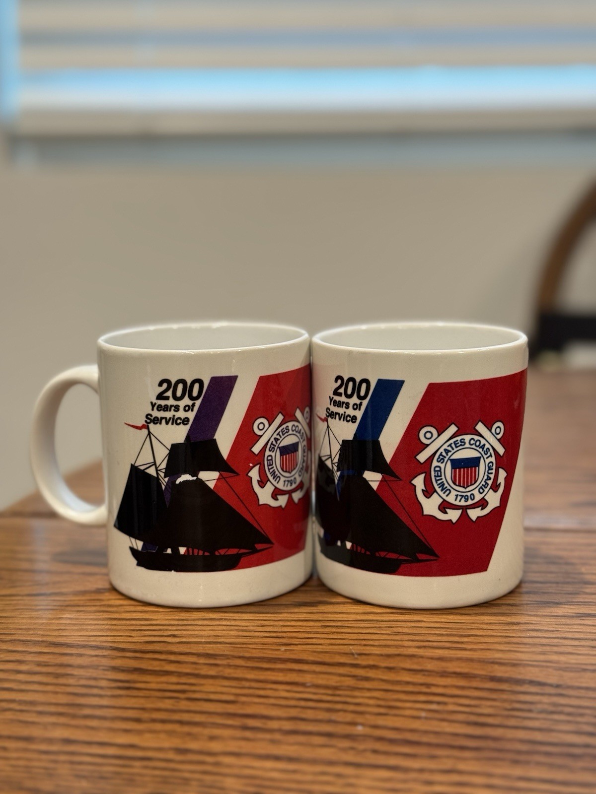 1990 United States Coast Guard bicentennial commemorative coffee mug, Set Of 2