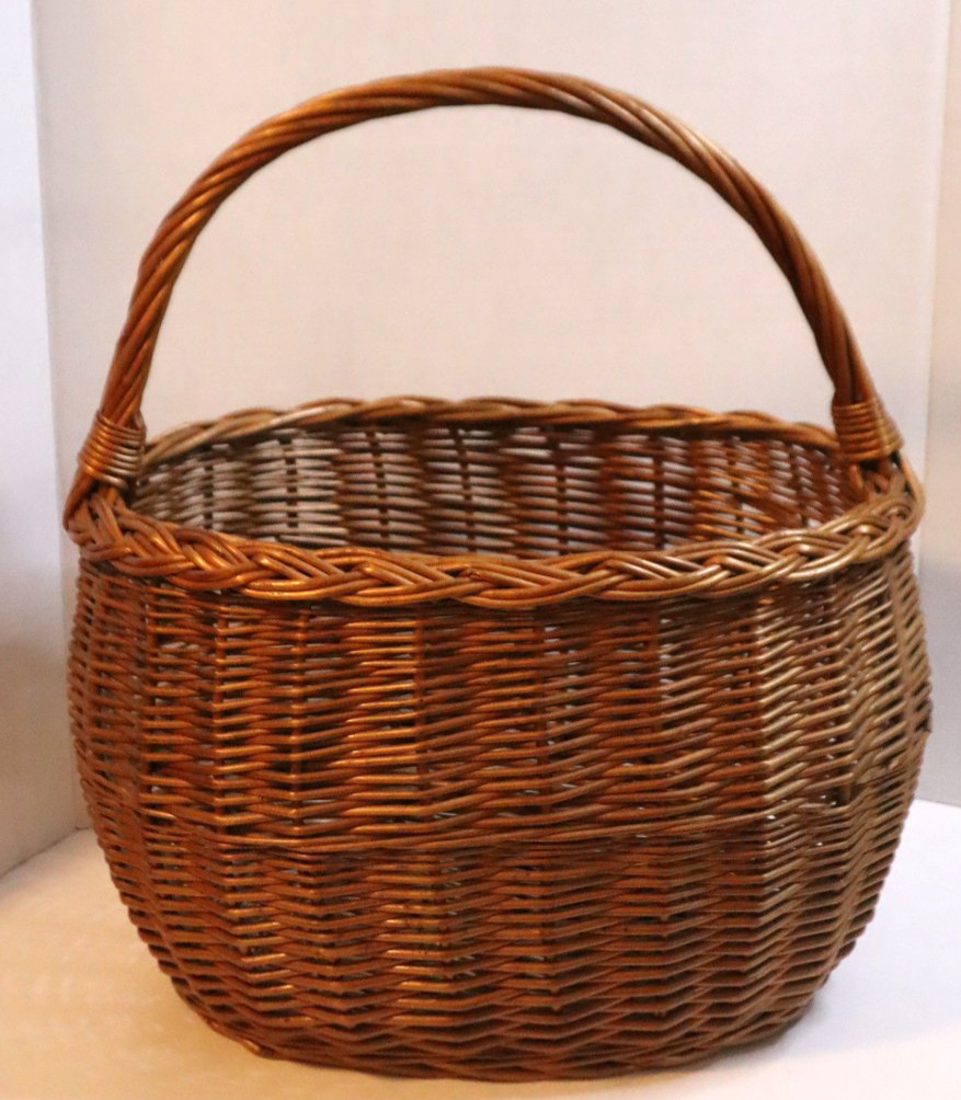 Vintage Braided Wicker Basket Rustic Market Basket with Handle Large