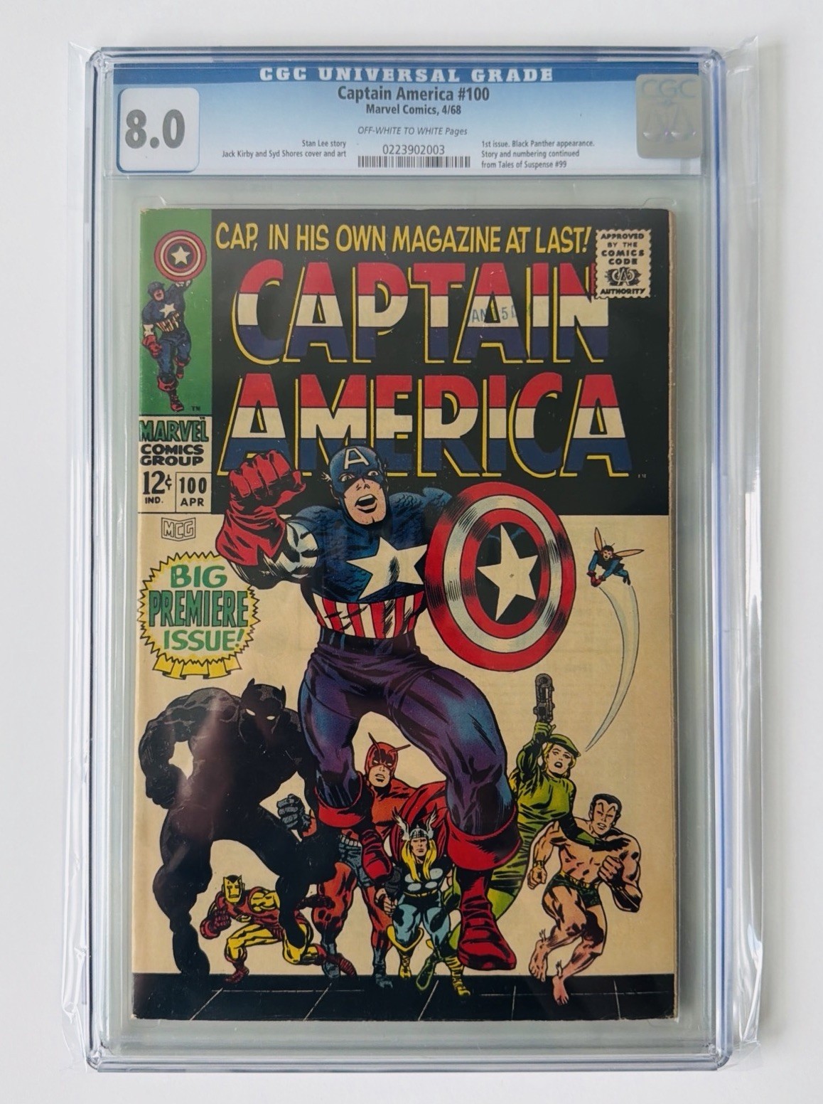 Captain America 100 CGC 80 Marvel 1968 OWW 1st Issue Black Panther App G2U