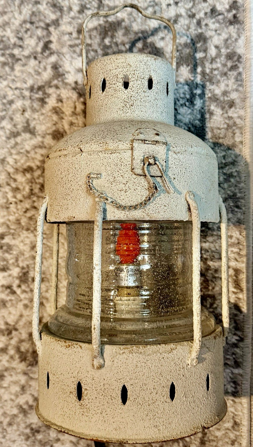 Vintage Railroad Lantern Electric Red Signal Light Clear Glass Globe Industrial Vintage Railroad Lantern Electric Red Signal Light Clear Glass Globe Industrial