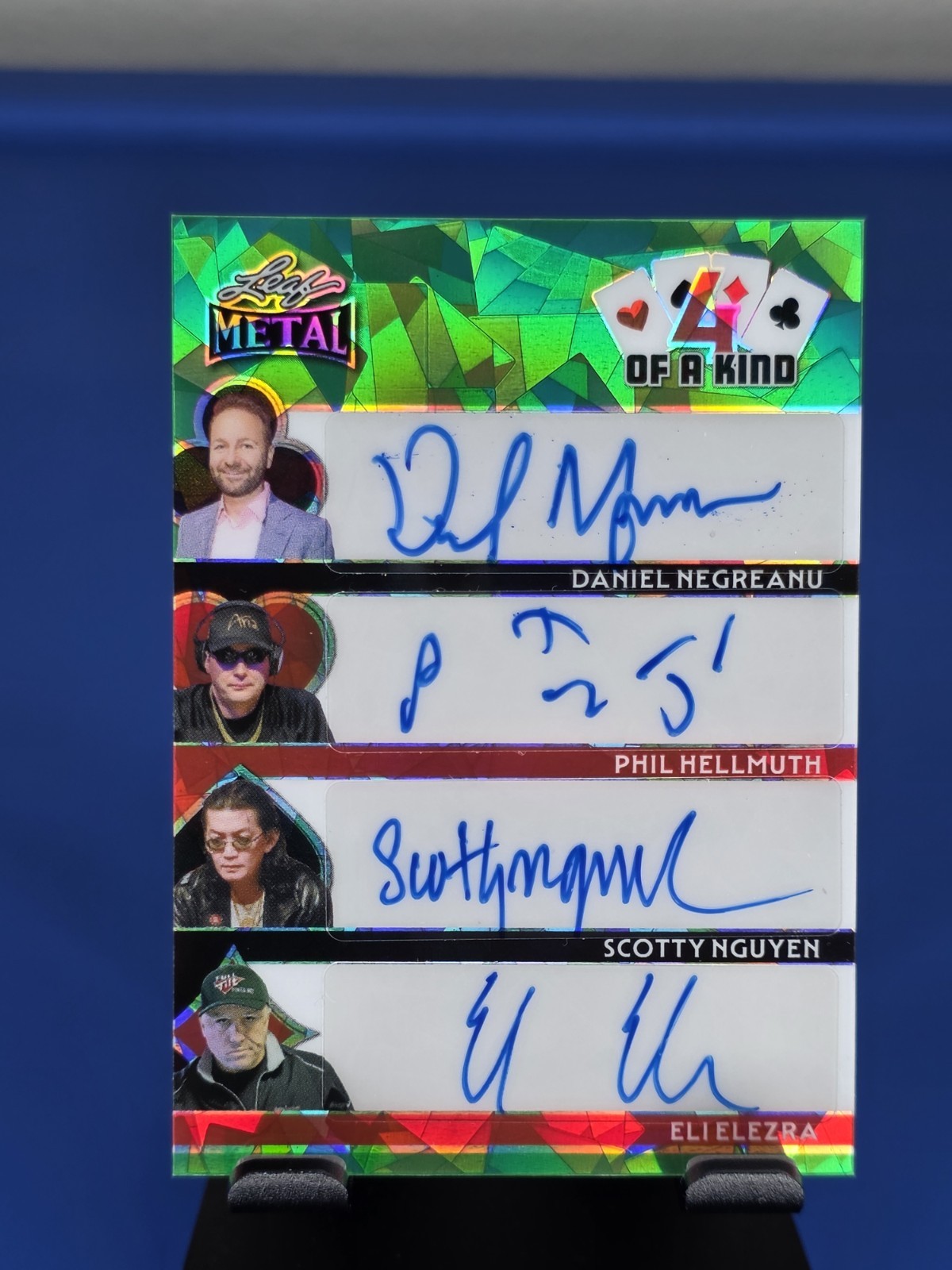 Leaf 2025 Metal 4 of a Kind 1/1 Quad Auto Negreanu Hellmuth Nguyen Elezra