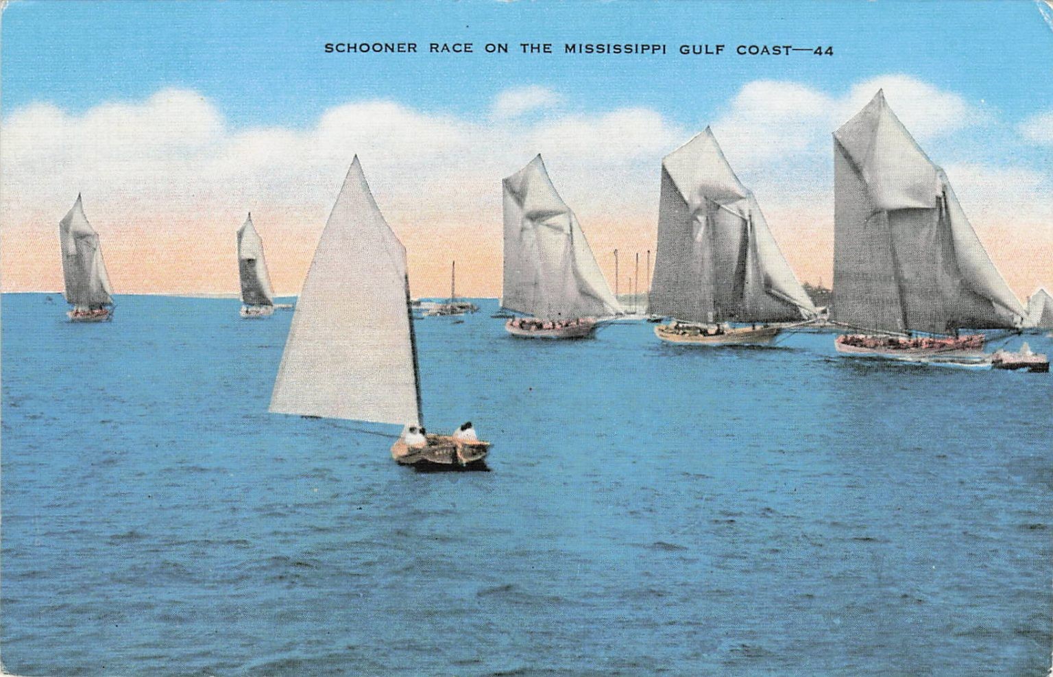 Vintage Schooner Race Mississippi Gulf Coast Postcard Gulfport MS Vintage Schooner Race Mississippi Gulf Coast Postcard Gulfport MS