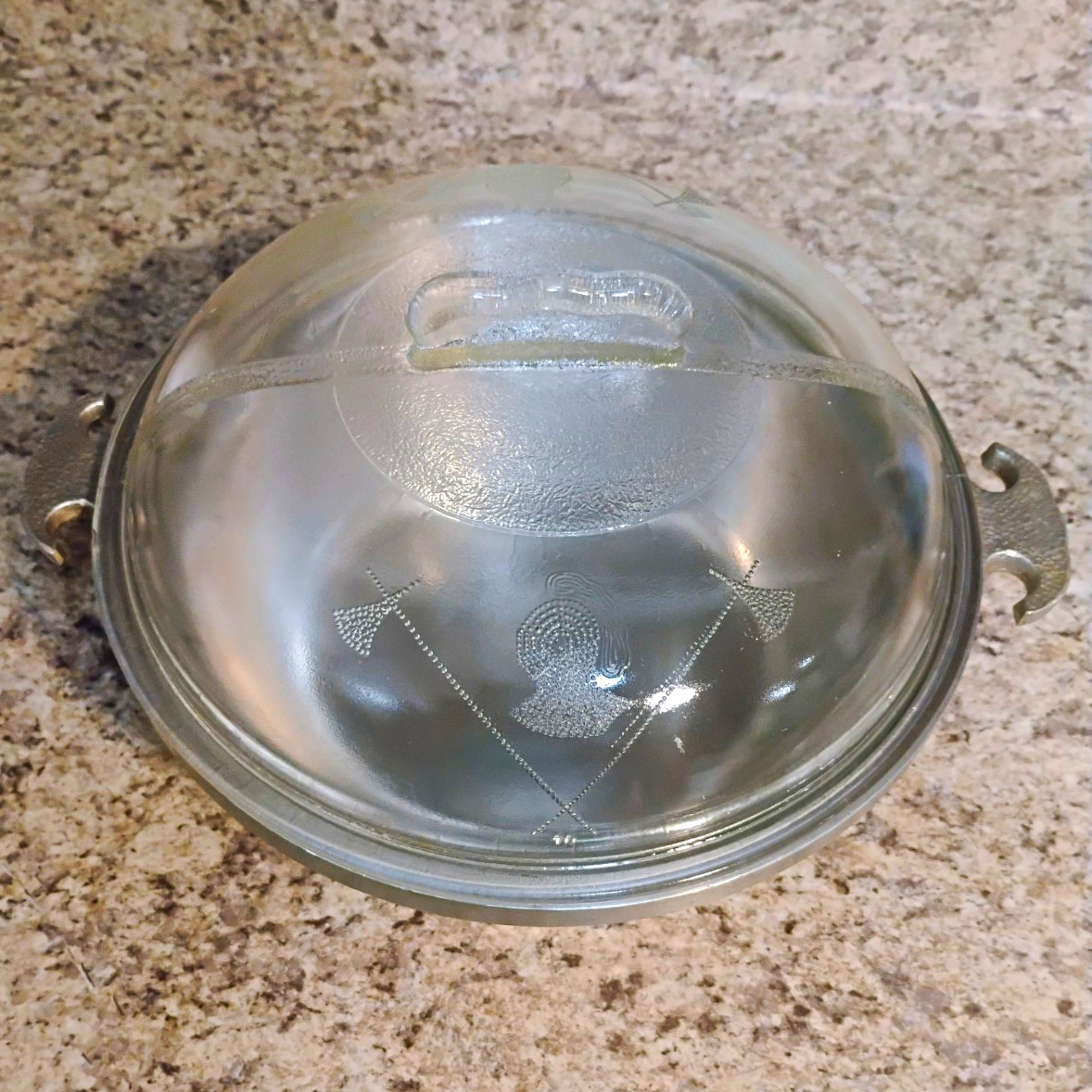 Vintage Guardian Service Round Aluminum Casserole Pan/Pot w/ Clear Glass Lid