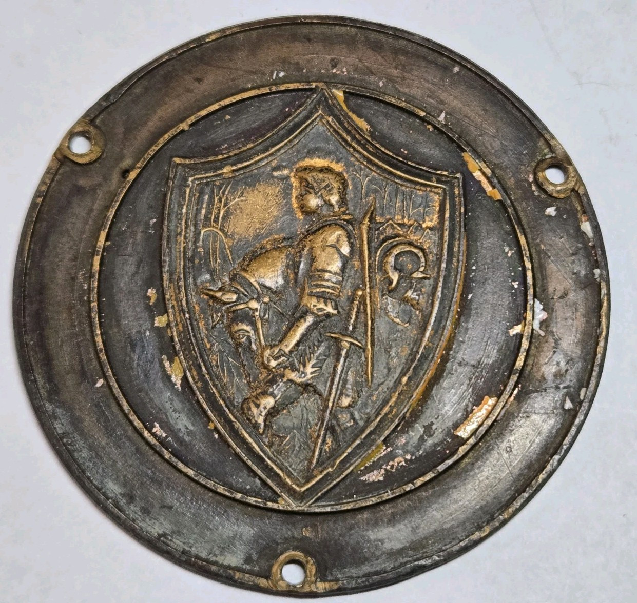 Rare Vintage Gustave Fox Yellow Knight Radiator Badge Emblem Car Truck