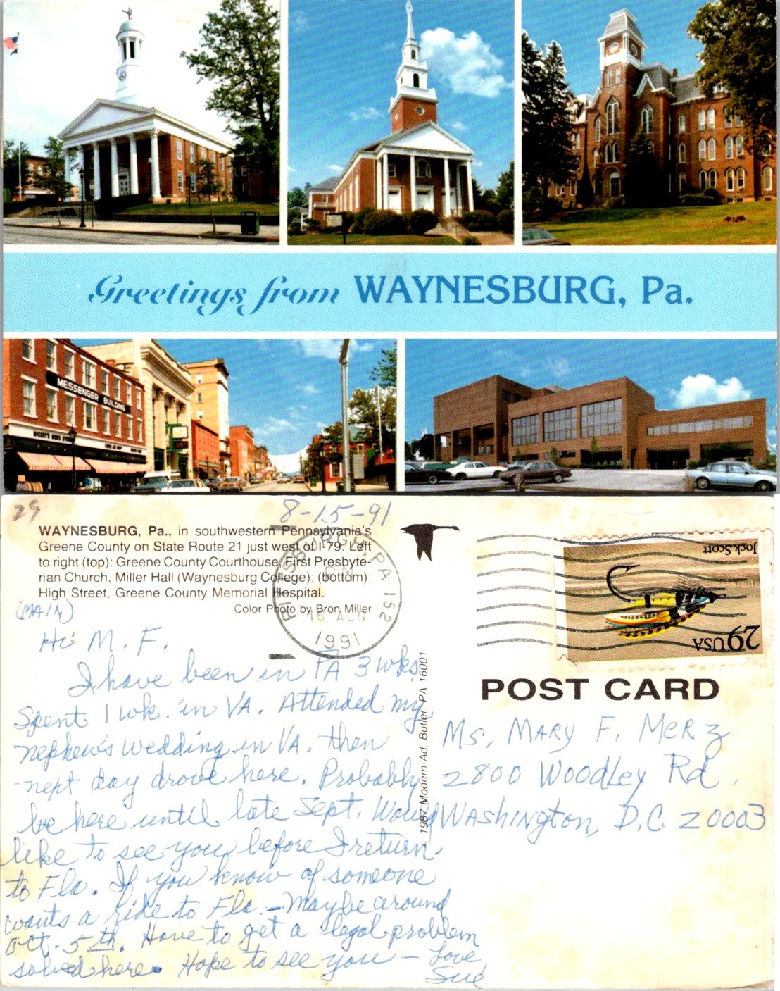 Waynesburg Pennsylvania Pennsylvania Postcard - Green County Courthouse Miller H