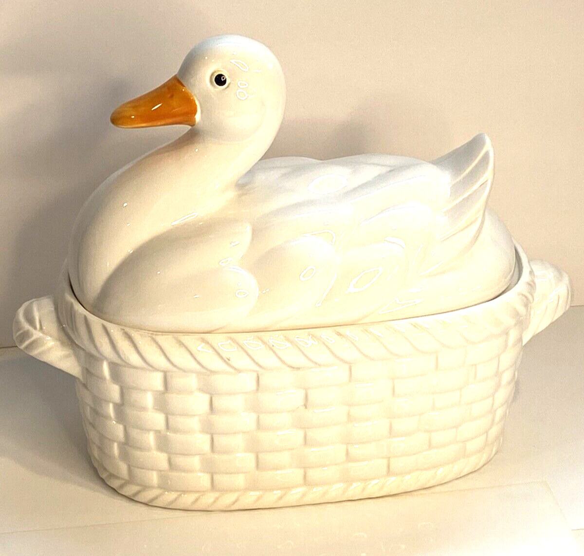 Hall Carbone Vintage Ceramic Duck Soup Tureen 1980\'s Made In Japan