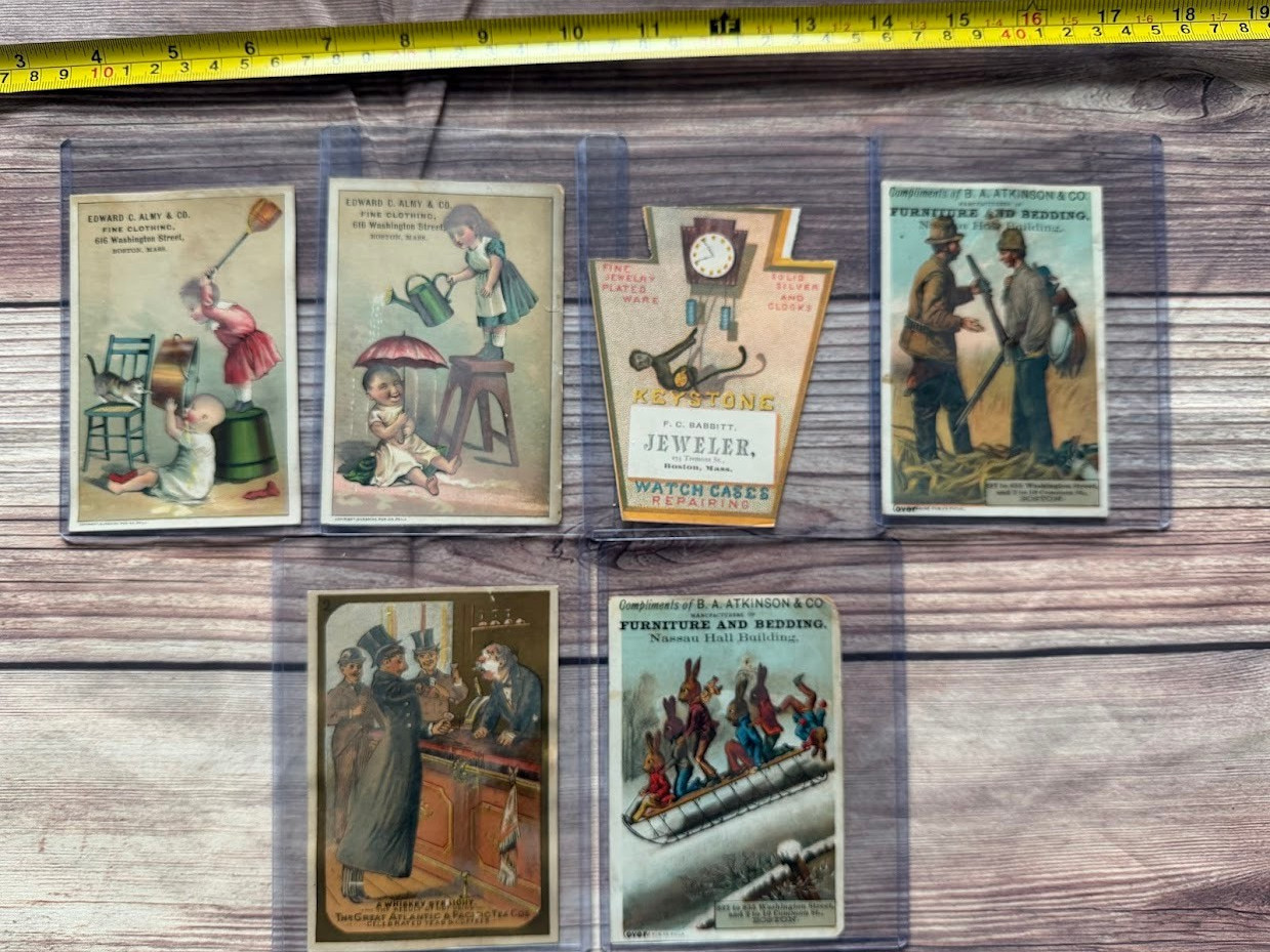 Lot of 6 Vintage Antique Advertising Prints Postcards Trade Cards Early 1900's