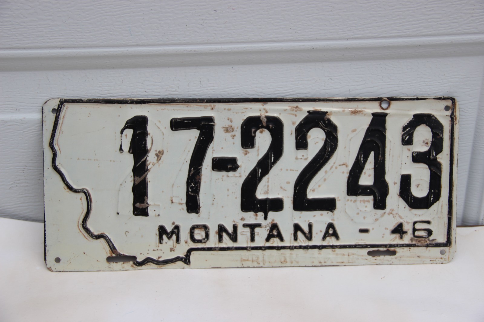 1946 Montana License Plate DOUBLE STAMPED rare  Prison Made