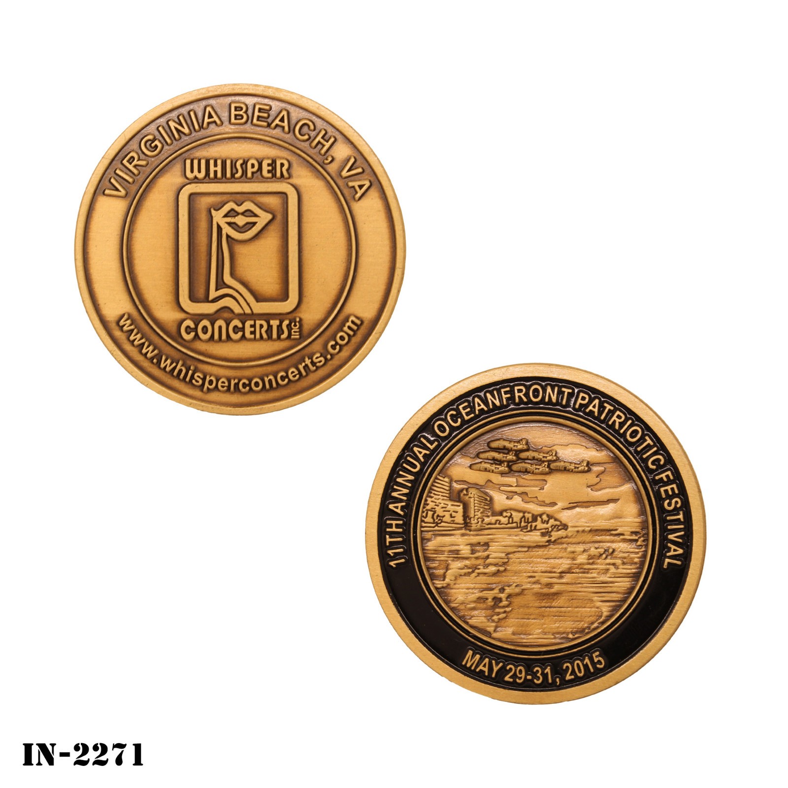 Challenge Coin ~ 11th Ocean Front Patriotic Fest Virginia Beach May 2015 ~ NEW