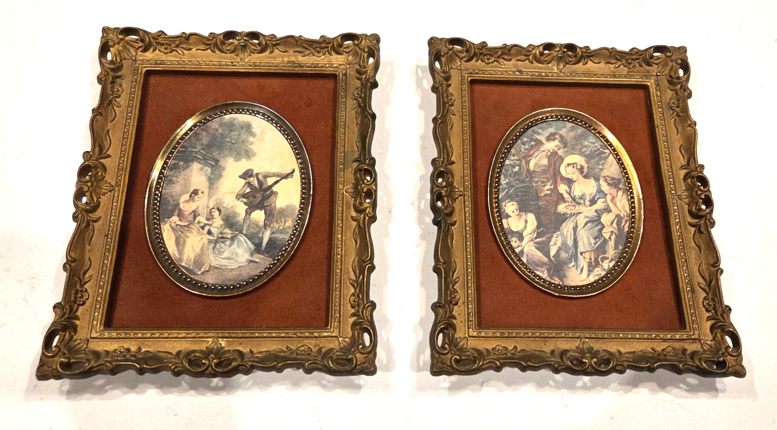 Vintage ~ TURNER MFG CO / Victorian Scenes / Ornate Gold Frames '60s? / VG cond