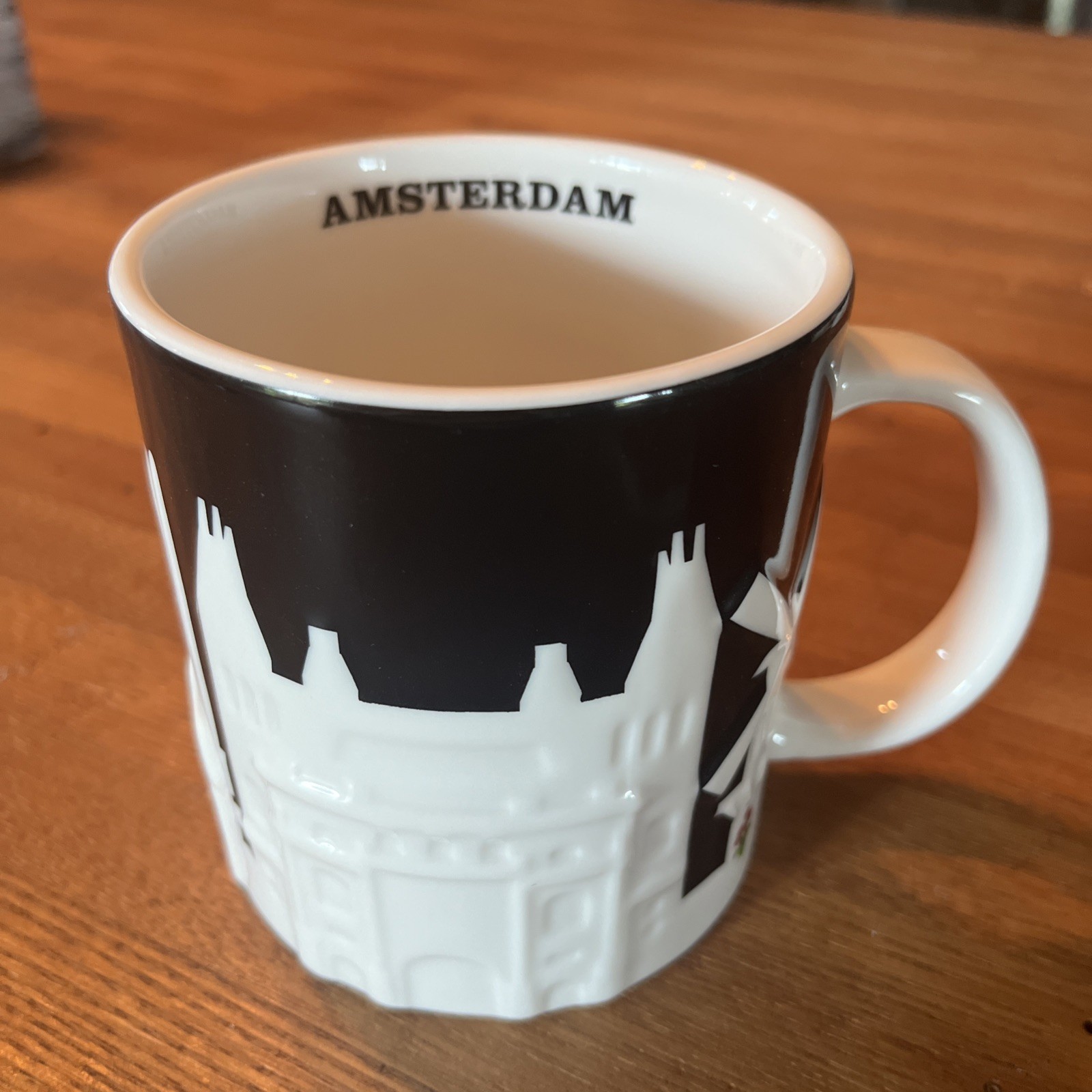 Starbucks AMSTERDAM Black And White City Scape Relief Mug NEW