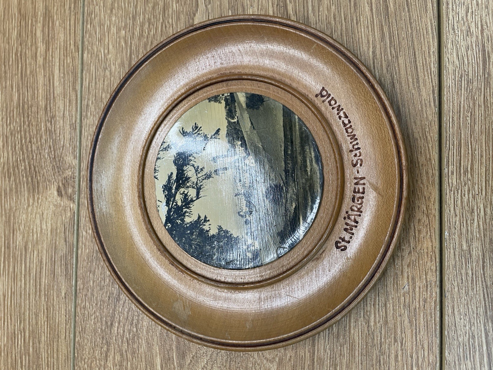 wooden souvenir plaque from St. Märgen in Black Forest (Schwarzwald), Germany