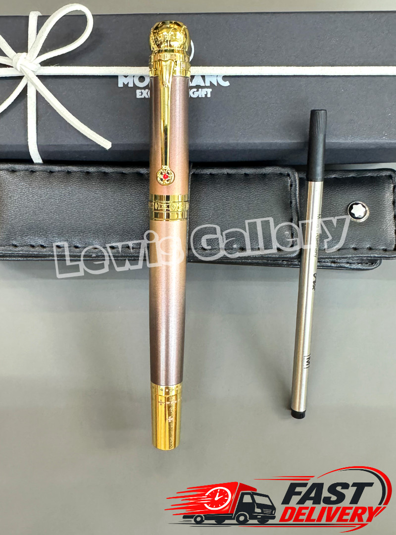 HOT Bid MONTBLANC Rose Filigree Gold Tone Rollerball Pen Rare Luxury Gift