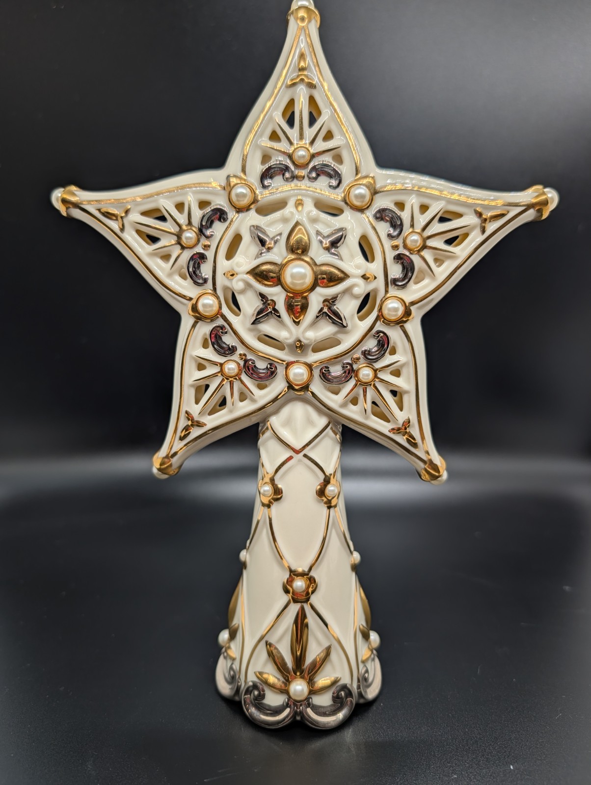Stunning Lenox Florentine and Pearl Star Christmas Tree Topper - No Box