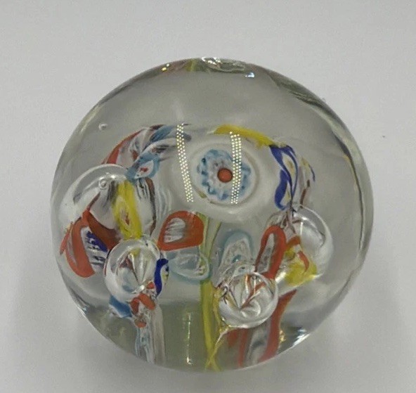 Vintage art glass paperweight Murano-style millefiori art glass paperweight