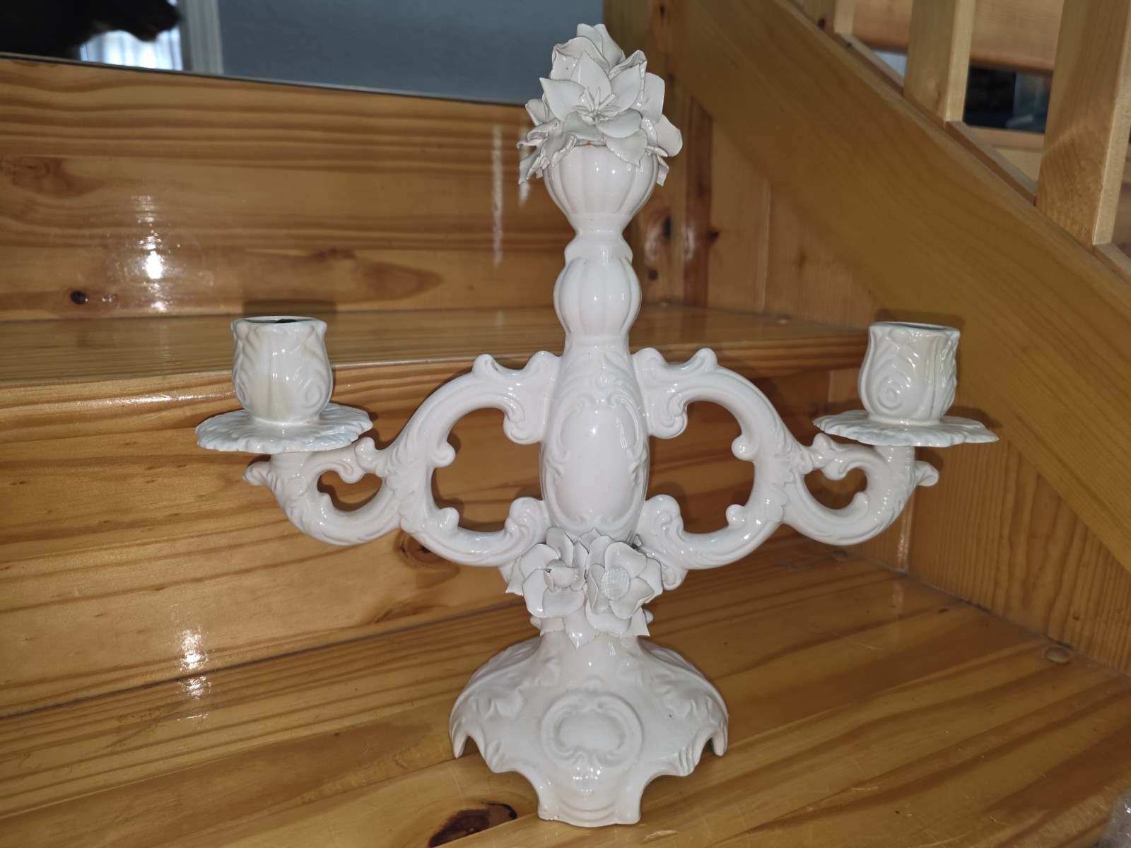 Vintage Ardalt Fiori-Blanco White Italian Candelabra #5495 Pristine