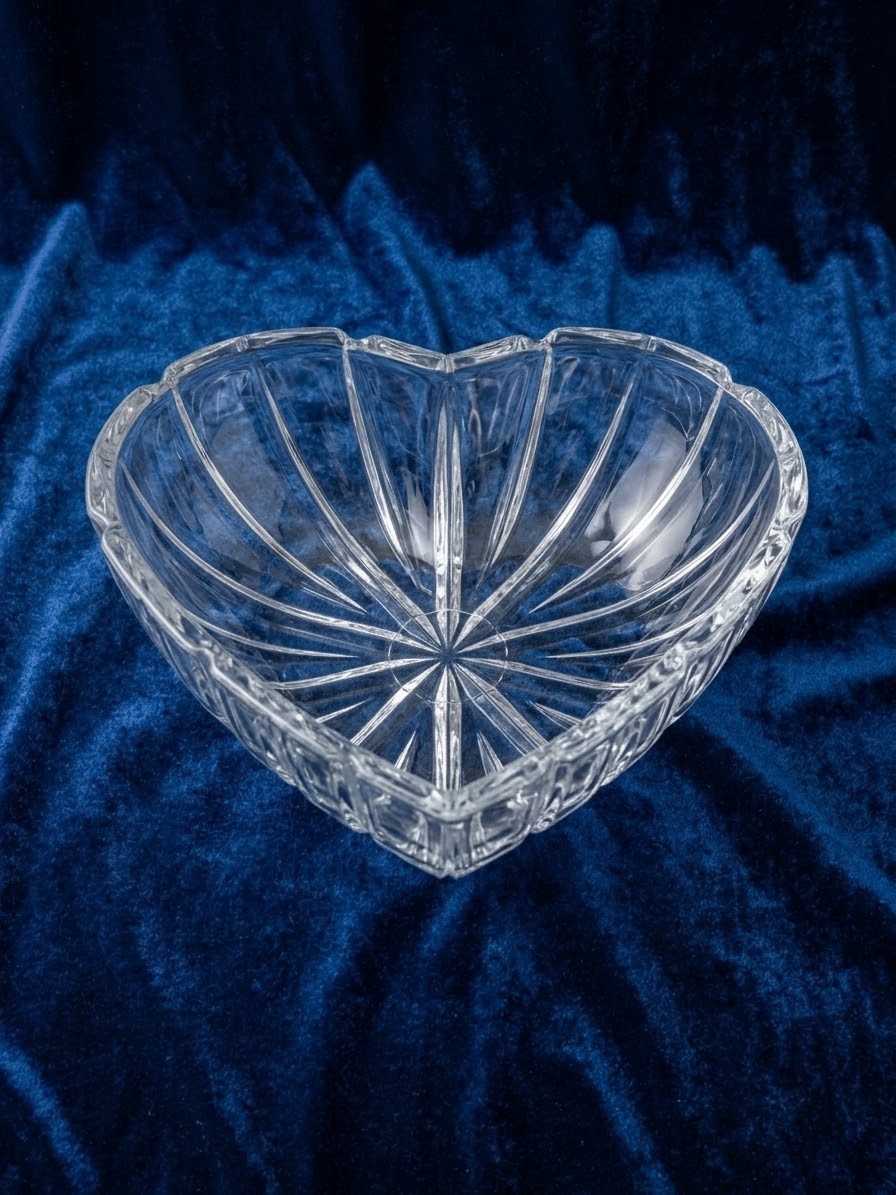Vintage Clear Glass Heart Shaped Dish Bowl Starburst Sunburst Vintage Clear Glass Heart Shaped Dish Bowl Starburst Sunburst