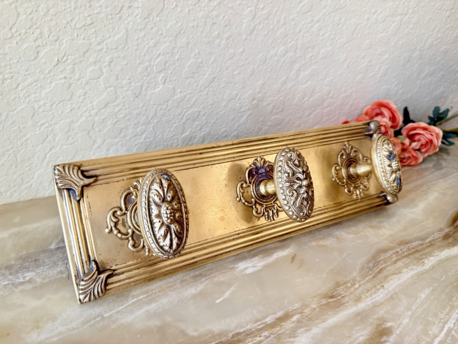 Vintage Bombay Brass Wall Rack – 3 Hooks