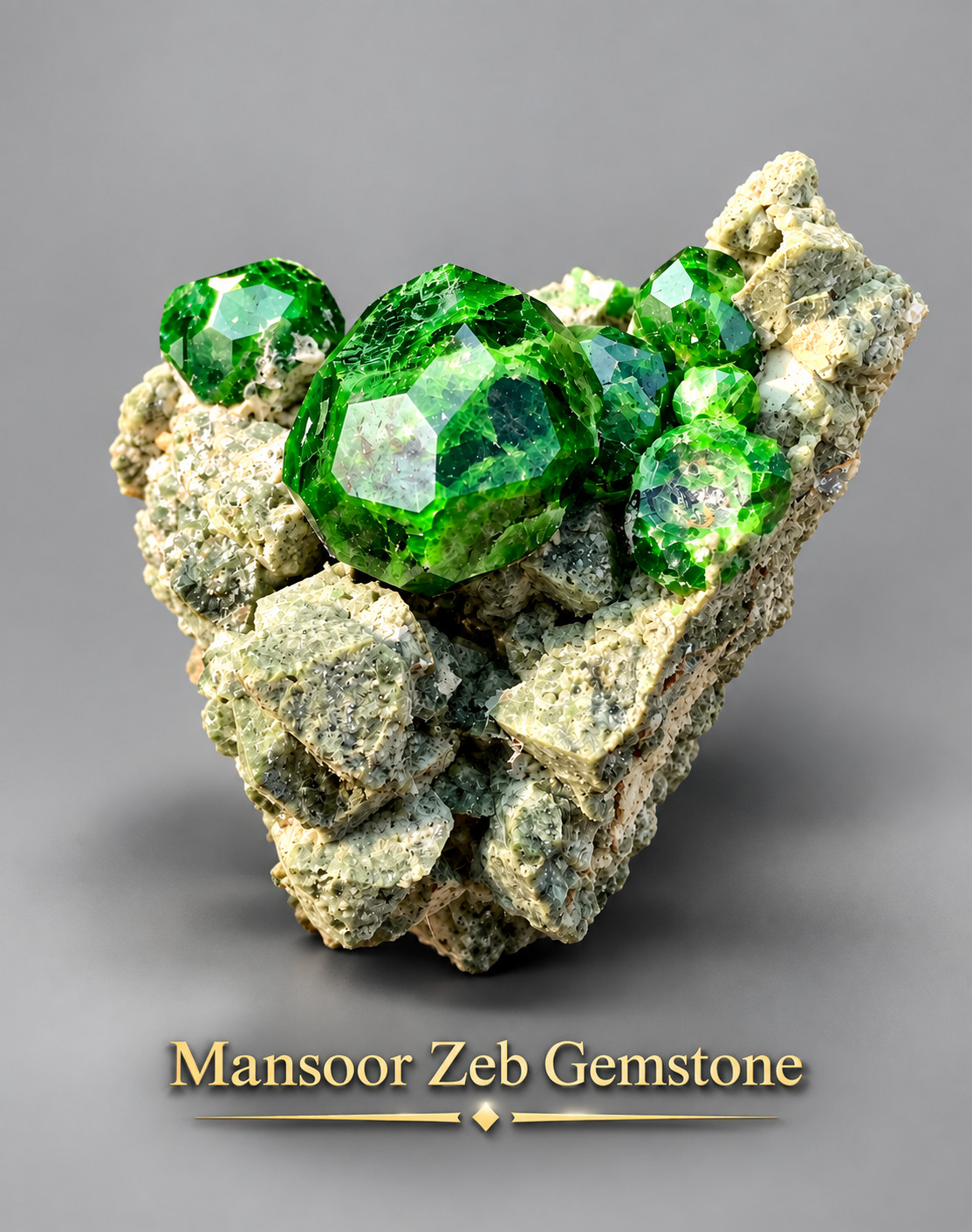 26 Gram Shinny Demantoid Green Garnet Crystals On Matrix From Pakistan.