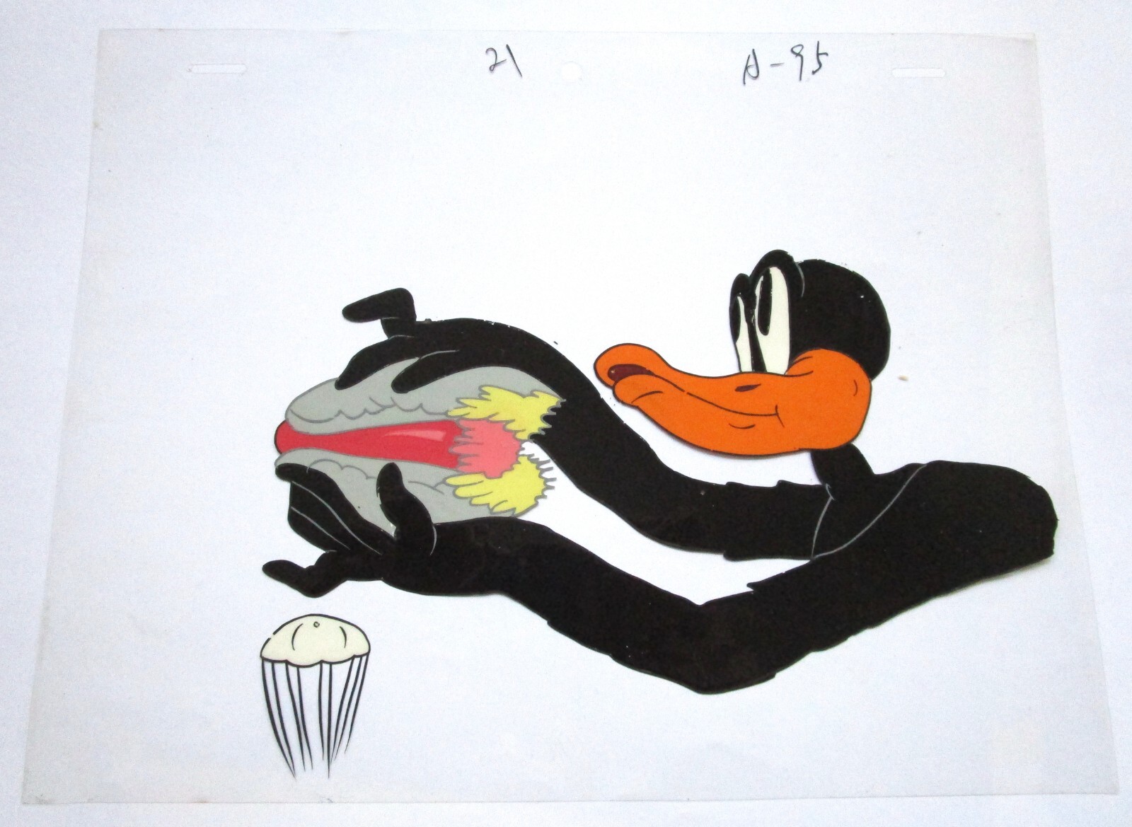 DAFY DUCK 1930\'s REMAKE 1960\'s WARNER BROTHERS ORIGINAL PRODUCTION CEL hot dog