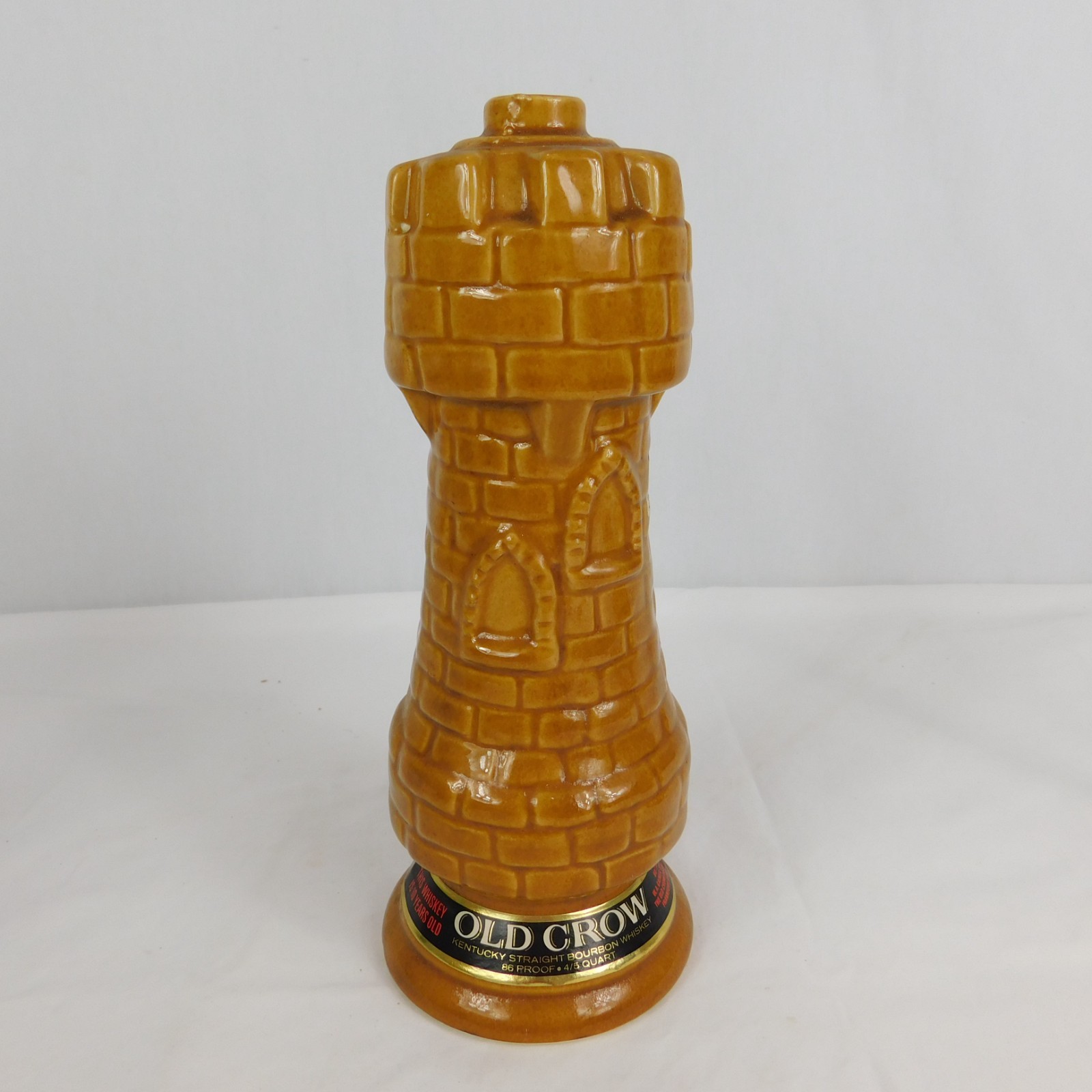 VTG 60s Old Crow Chessmen Decanter Chess Piece Light Rook Castle Empty Décor