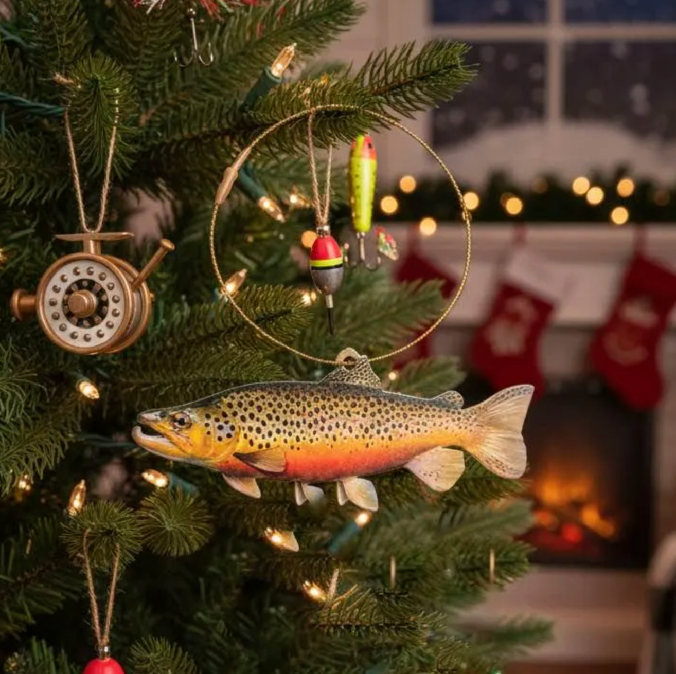Realistic Brown Trout Flat Fish Ornament, Realistic Fish Christmas Decor