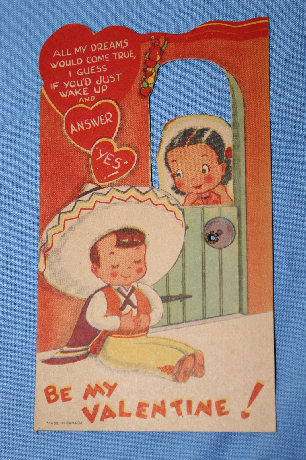 ORIG RARE OLD VINTAGE ~ VALENTINES DAY MECHANICAL CARD ~ USED