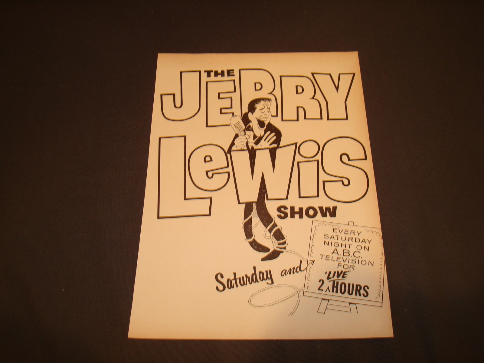 THE JERRY LEWIS SHOW 1965 ABC ad with drawing of Jerry with microphone