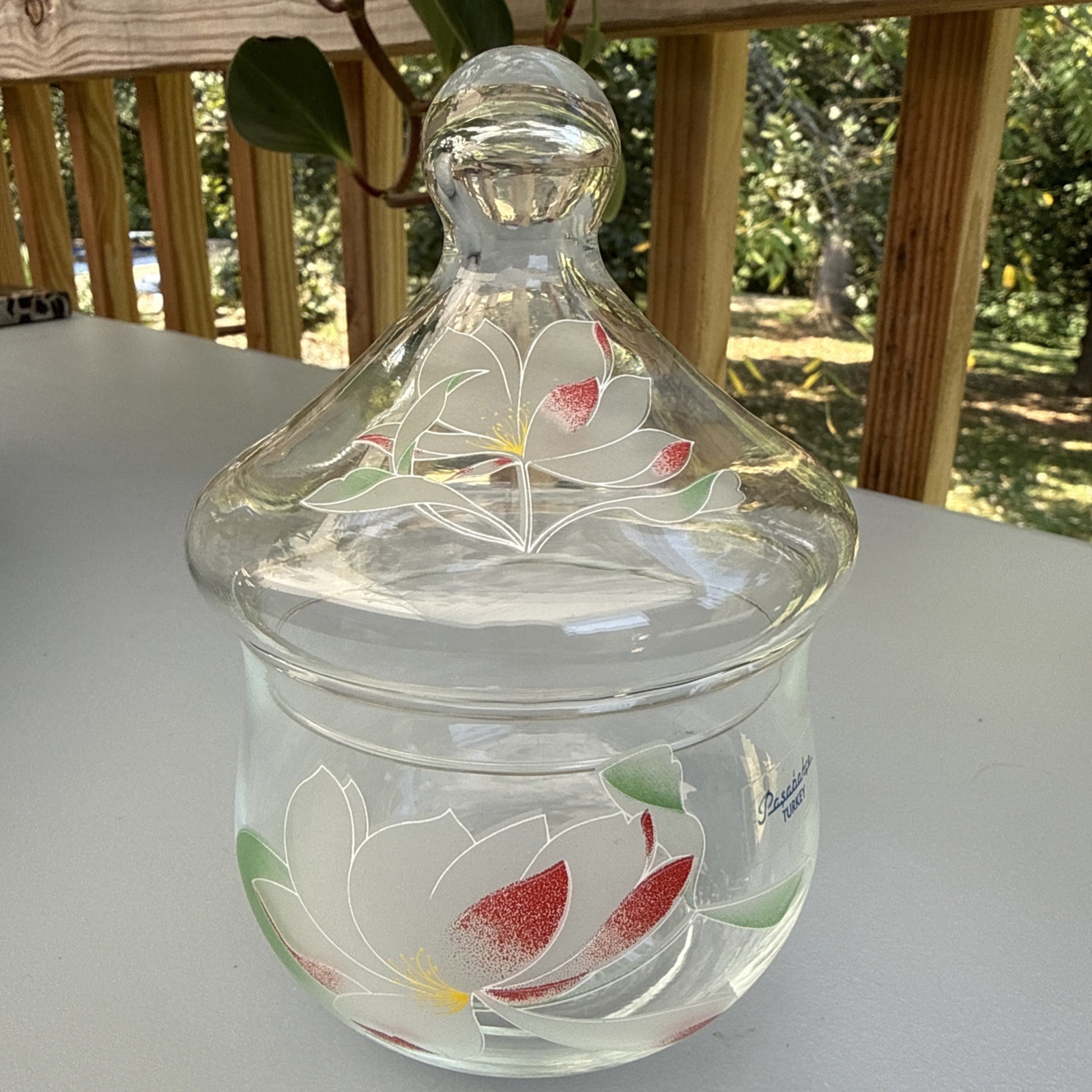 Vintage Clear Glass Vanity Jar Pasabahce Turkey Apothecary jar