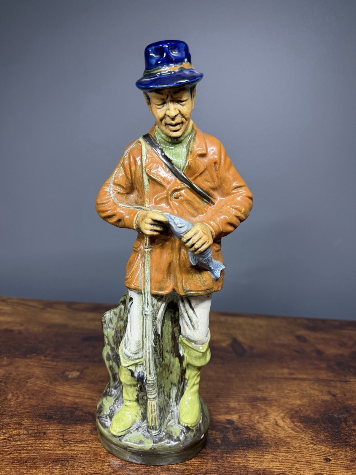 Vintage Italian Porcelain Hand Painted Decanter “The Fisherman”