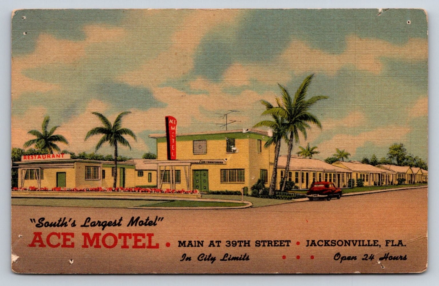1952 Ace Motel Jacksonville FL Vintage Postcard Curteich \