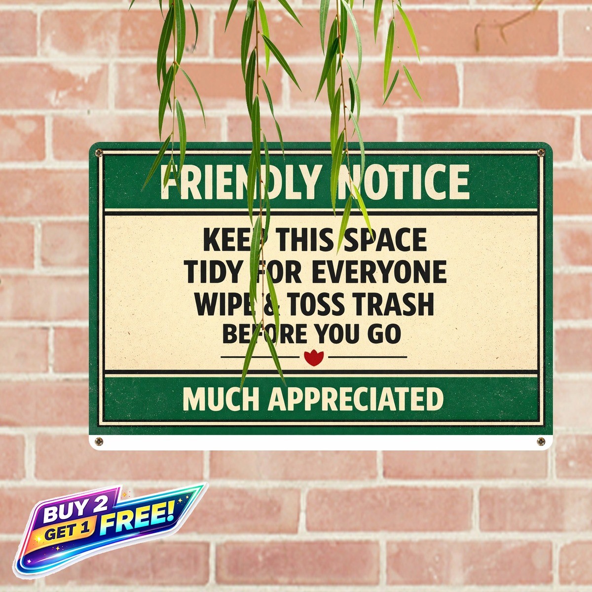 Attention Please Clean Up After Yourself Warning Tin Sign Retro Wall Art 8x12