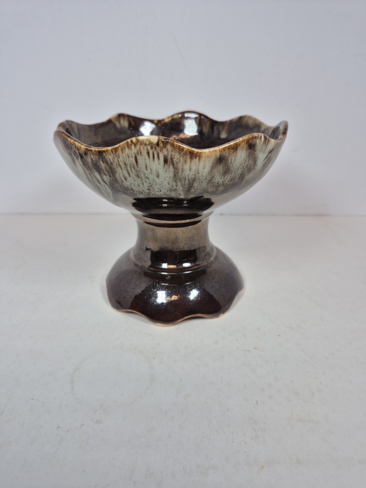 Vintage BRUSH QUALITY USA Pottery Bronze Metallic Glaze Vase Planter 