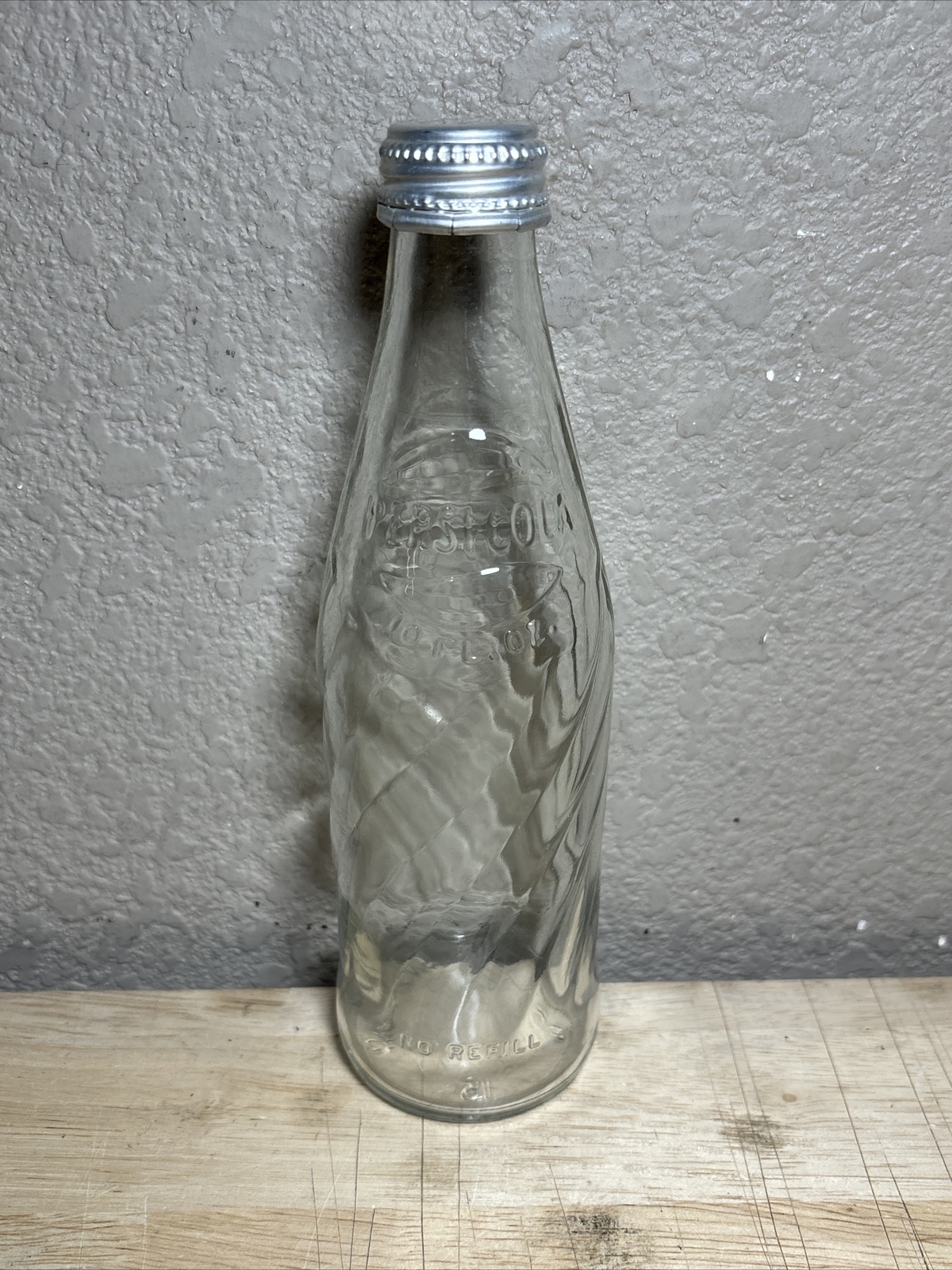 Vintage PEPSI PEPSI-COLA Clear Embossed 10 Ounce Soda Pop Glass Bottle
