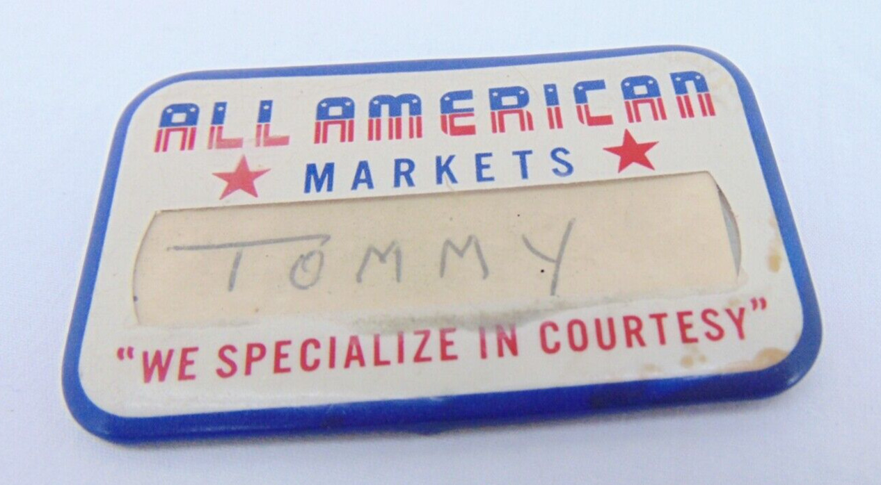 Old 1950\'s Employee ID Badge ALL AMERICAN MARKETS \