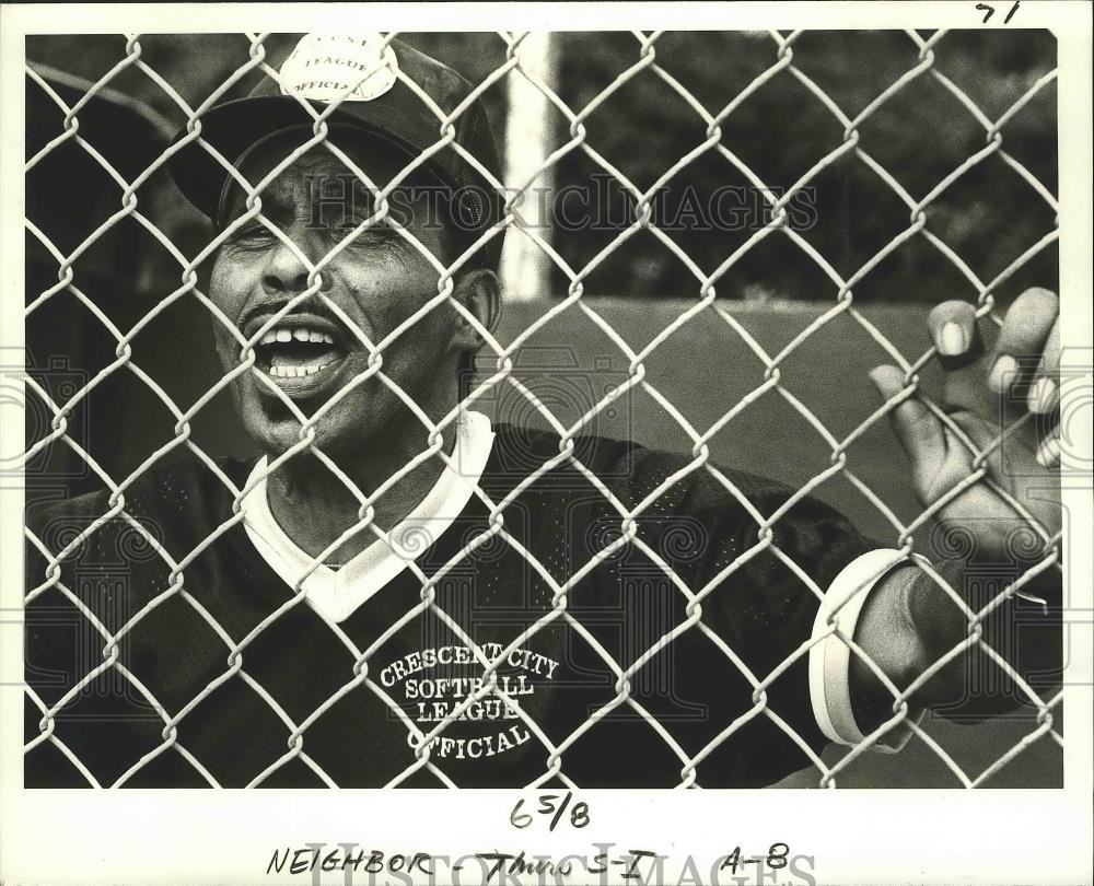 1979 Press Photo Crescent City Softball League President Carl Baham in Dugout